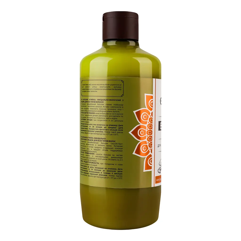 Крем-бальзам O'Berig Мигдалево-молочний з медом зволожуючий для всіх типів волосся 500 мл - фото 4