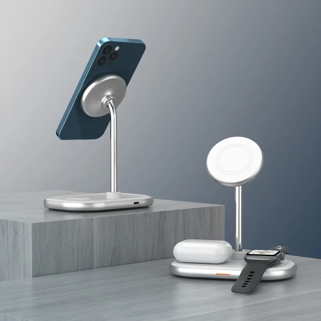 Зарядний пристрій 15W 3-in-1 Magnetic Wireless Fast Charger white Energizer - фото 3