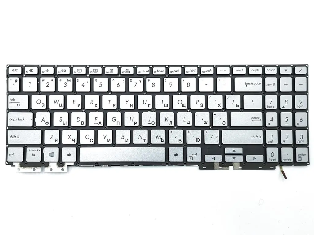 Клавіатура для ASUS ZenBook UX562FA, UX562FAC, UX562FD, UX562FDX (RU Silver без рамки з підсвічуванням). Оригінал - фото 3