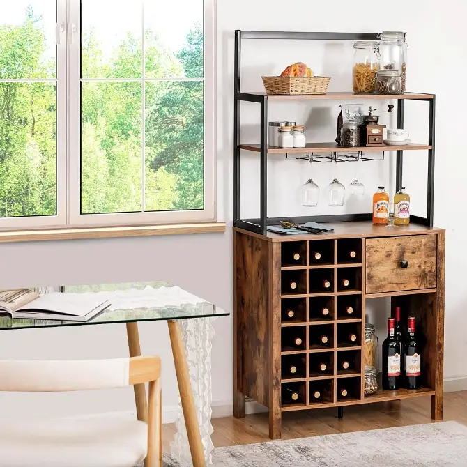 Стелаж винний Costway Vinoteca кухонна шафа в стилі Loft - фото 4