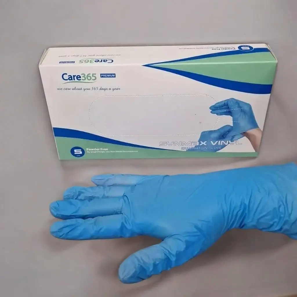 Рукавички вінілові Care 365 одноразові без пудри блакитні розмір S 100 шт. - фото 4