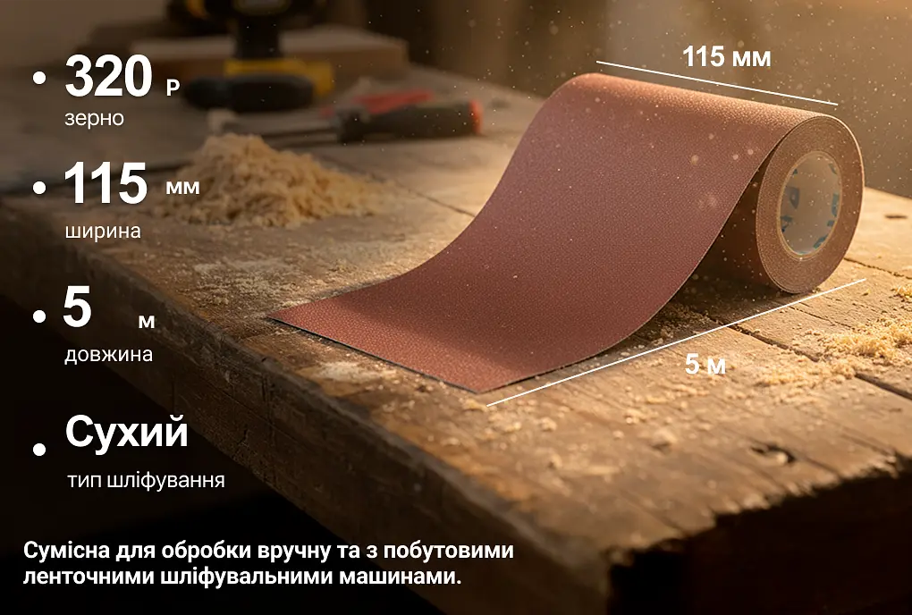 Наждачний папір Alloid Building Tools на тканинній основі 115мм х 5м зерно 320 (SP-115320) - фото 5