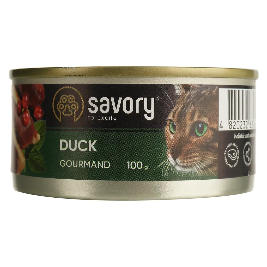 Влажный корм для взрослых привередливых кошек Savory Cat Can Adult с уткой 100 г - фото 2