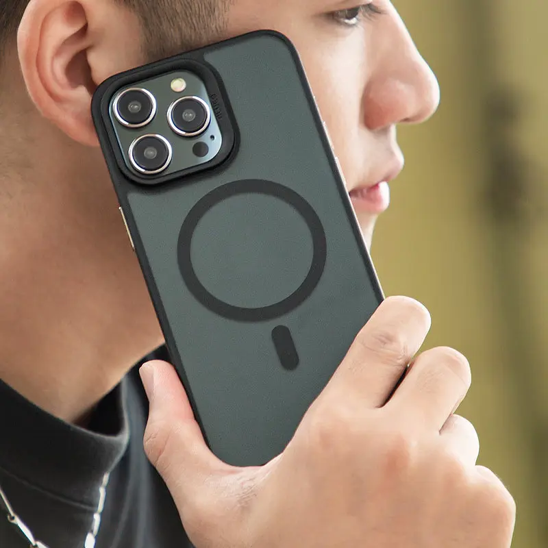 TPU+PC чохол Blueo Skin Friendly Frosted with MagSafe для Apple iPhone 14 Pro (6.1) Чорний / Black - фото 3
