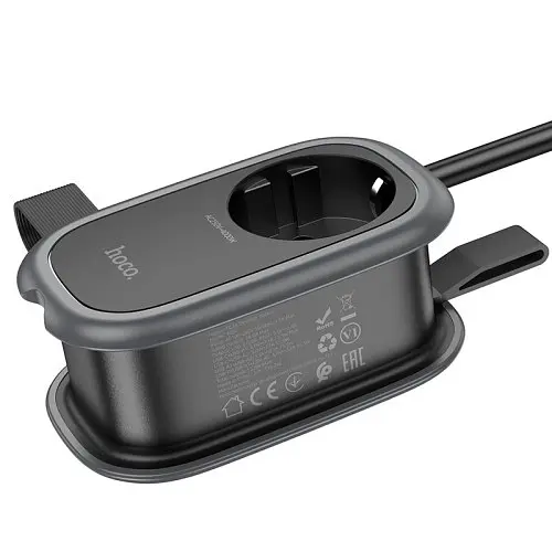 Сітковий підовжувач HOCO NS6 Sharp 1 position(1C2A) desktop socket(EU/GER) Чорний - фото 2