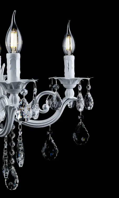 Люстра свічка LED Splendid Ray L77527/5, 5 ламп, біла та срібна, кришталева, висота 80-110 см, для дому - фото 3