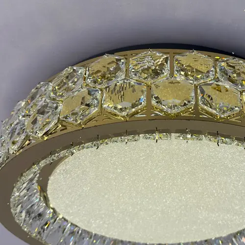 Стильна стельова LED-люстра з кришталем для спальні Linisoln 3218-500 FG золото 140 Вт 50 см до 18 м2 - фото 3