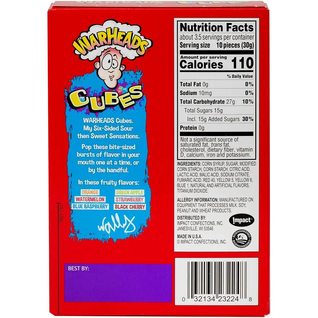 Жевательные цукерки Warheads Chewy Cubes 113 г - фото 3