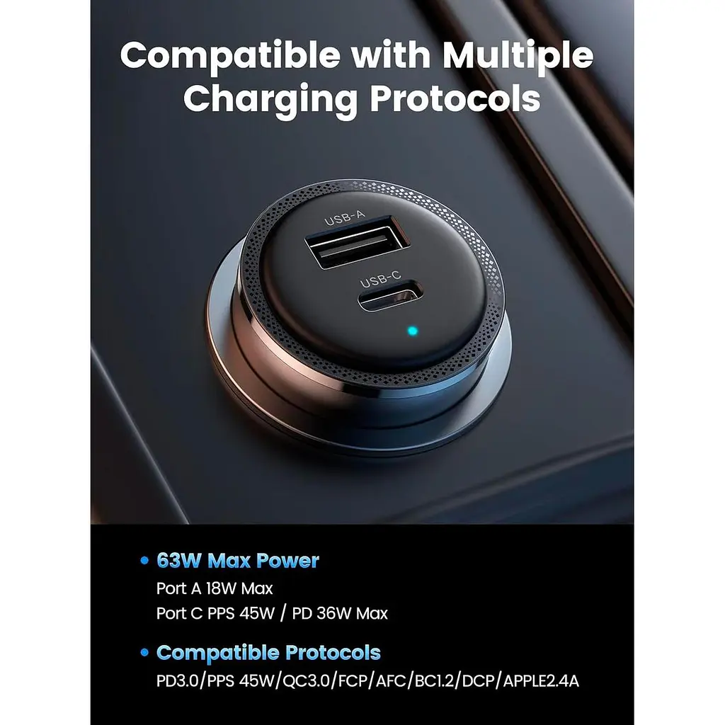 Зарядное устройство для UGREEN CD239 63 Вт с портом USB-C 45 Вт/USB-A 18 Вт Black (90645) - фото 3