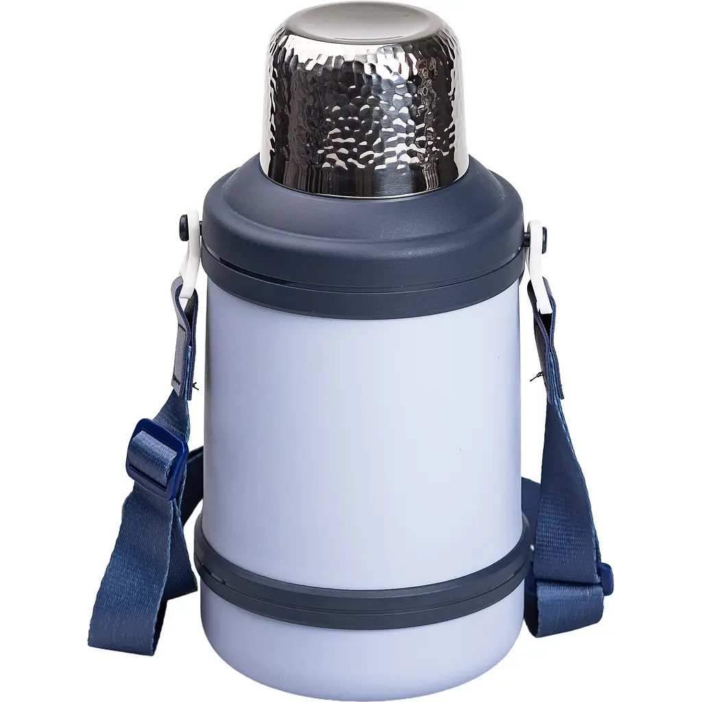Термос для туризму Vacuum Cup 1,5 л з фліп кришкою та складаними ручками, темно-синій Yiwu HP-14-21BL - фото 4