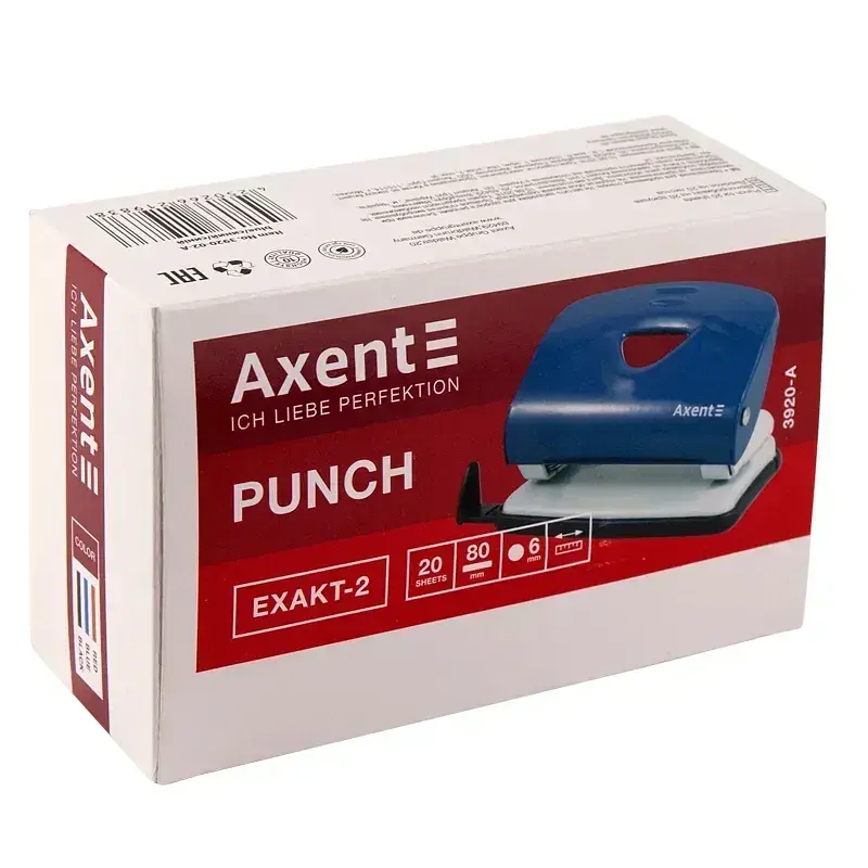 Дирокол Axent Exakt-2 3920-02 20 аркушів металевий синій - фото 4