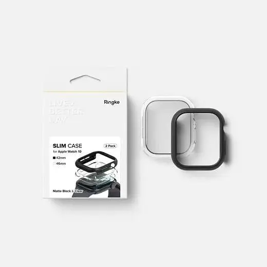 Чохол Ringke Slim 2 шт. Clear/Matte Black для Apple Watch 10 (42мм) - фото 3