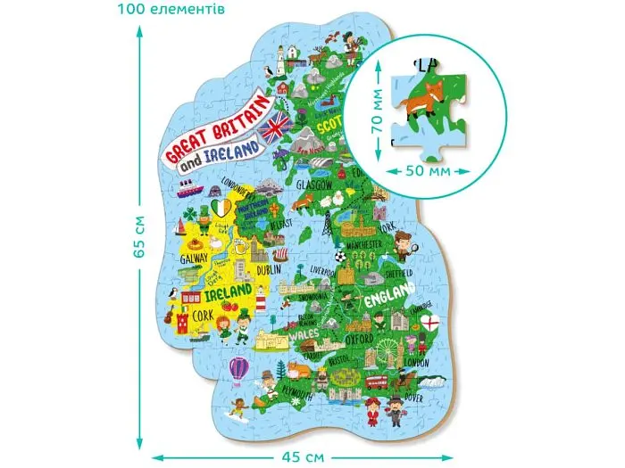 Пазл Мапа Великобританії та Ірландії, DoDo, 100 ел. - фото 3