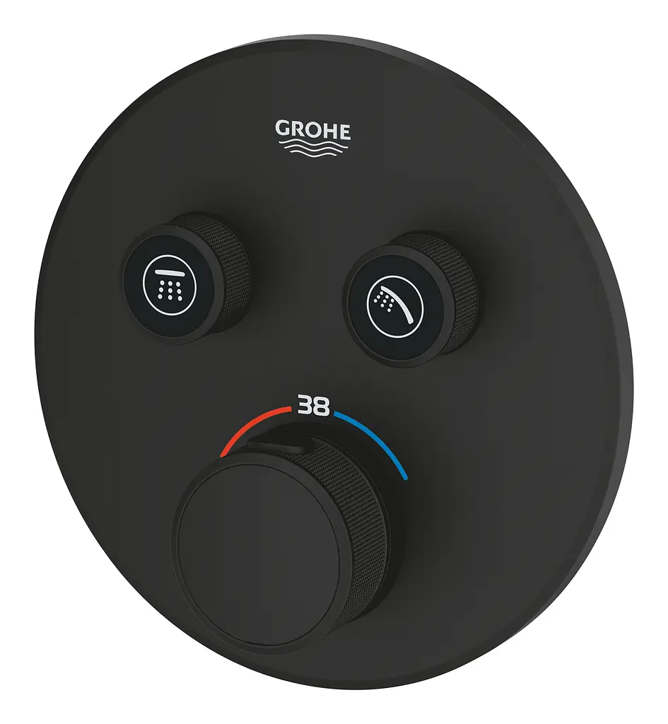 Термостат прихованого монтажу з двома кнопками керування Grohe Grohtherm SmartControl 29507KF0, Чорний матовий - фото 4