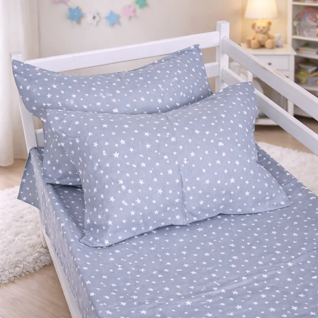 Дитяча постільна білизна MIRSON JUNIOR фланель Grey Stars 200х220см (2200012804612) - фото 7