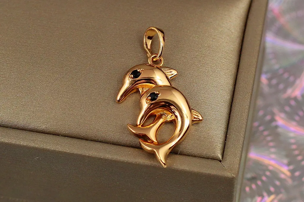 Кулон Xuping Jewelry два дельфіни 2.5 см золотистий
