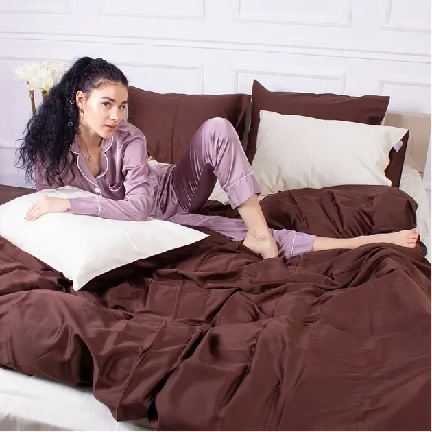 Комплект постільної білизни Mirson Satin Premium Lactic active 110х140 см коричневий (2200013555605) - фото 8