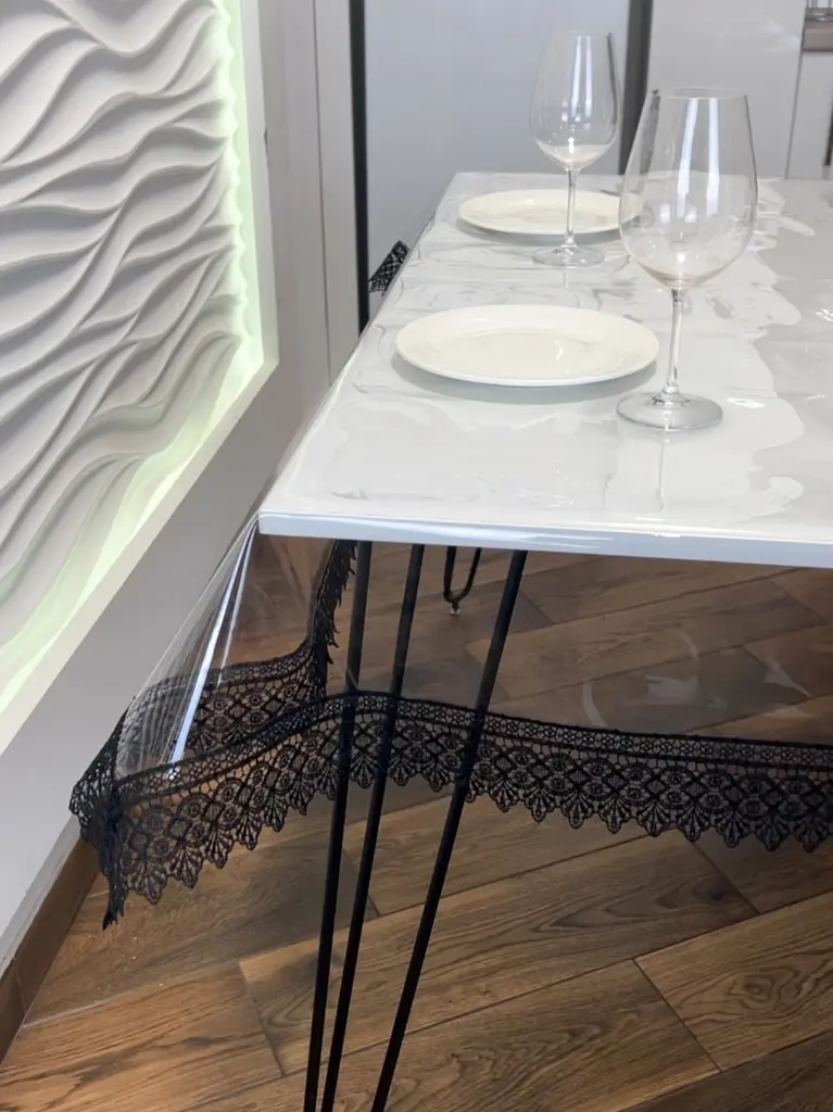 Силіконова скатертина з чорним мереживом 7 см 240х110 см - фото 9