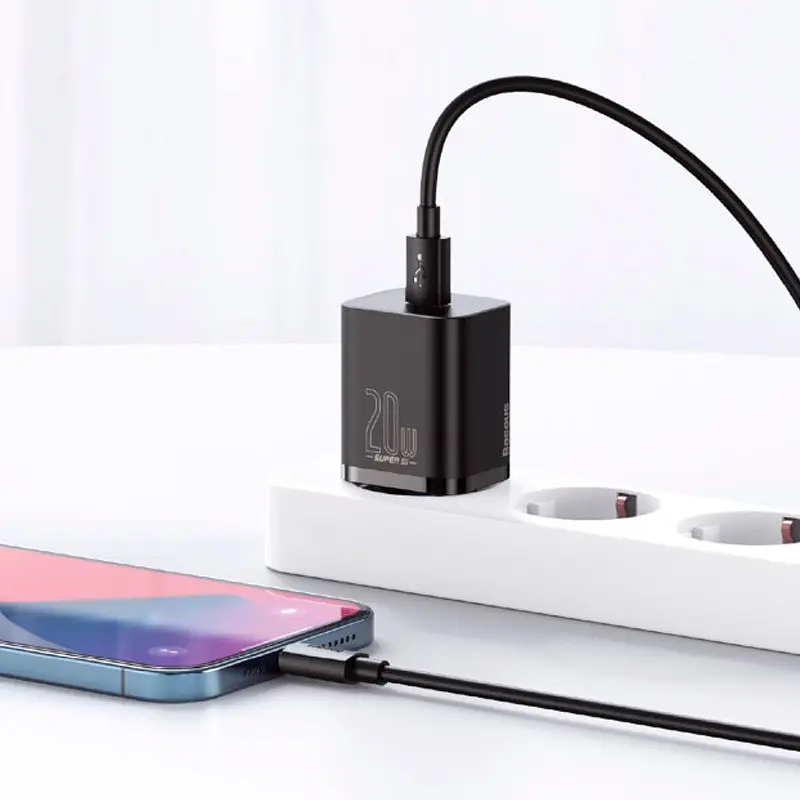Сетевое зарядное устройство для Baseus Super Silicone PD Charger 1Type-C 20W CCSUP-B01 Black - фото 3