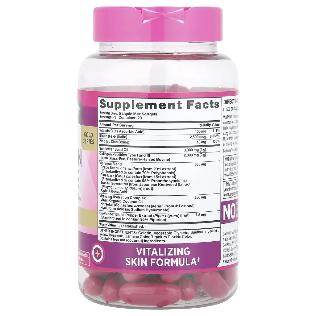Коллагеновые пептиды Nature's Truth Collagen Peptides 100 гелевых капсул - фото 2