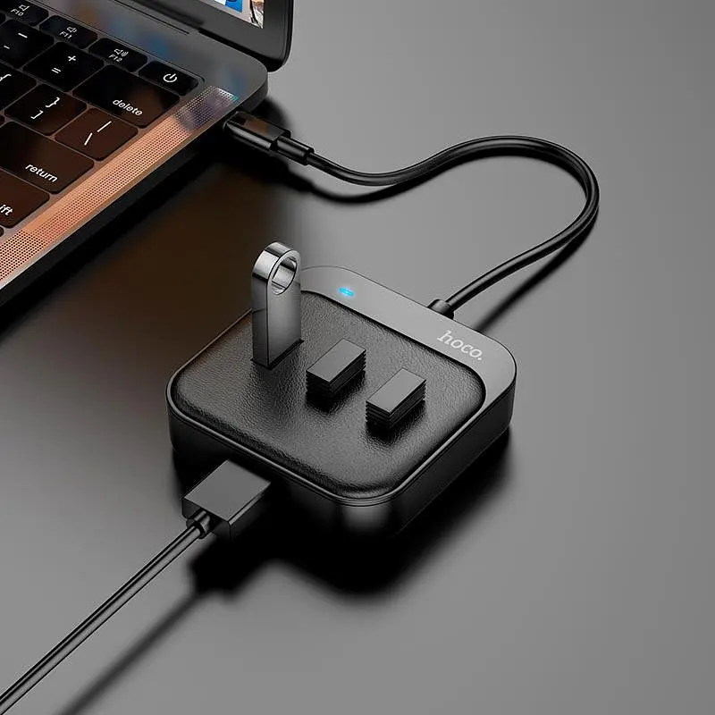 Hub адаптер Hoco Easy 4-in-1 converter HB31 (Type-C to USB2.0x4) (L=0.2M) - фото 6