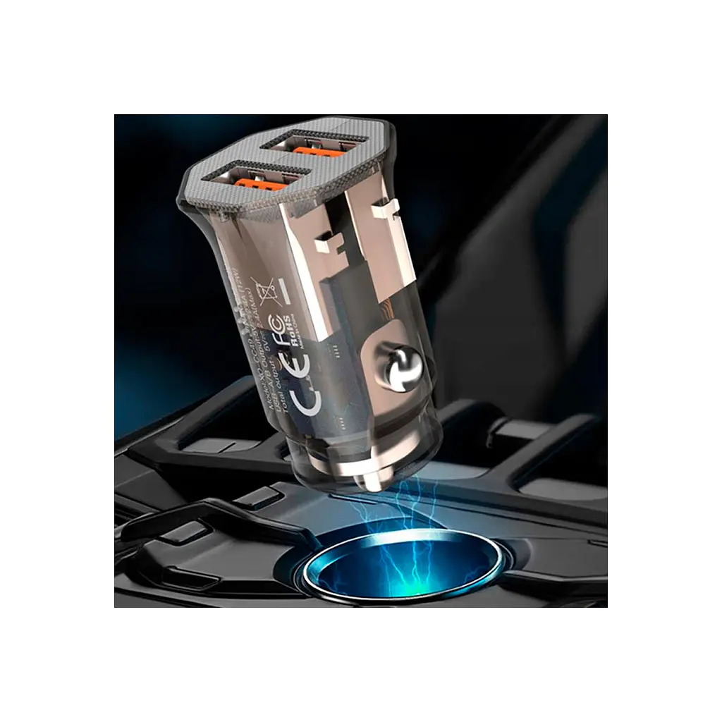 Зарядний пристрій XO CC49 2USB 2.4A (Black/Brown) (XO-CC49) - фото 3