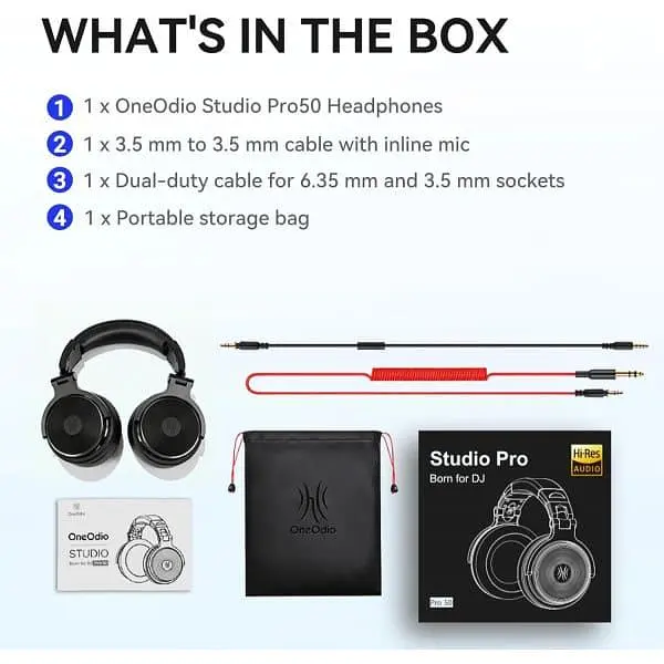 Навушники OneOdio Pro 50 3,5мм/6,35мм Black (Pro 50 Black) - фото 3