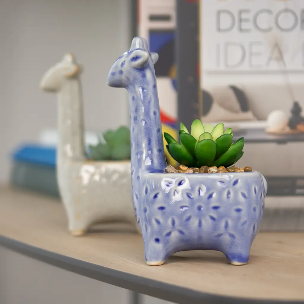Горщик зі штучною рослиною МВМ My Home Жираф, 15,5 см, блакитний (DH-FLOWERS-20 GREEN/BLUE) - фото 6