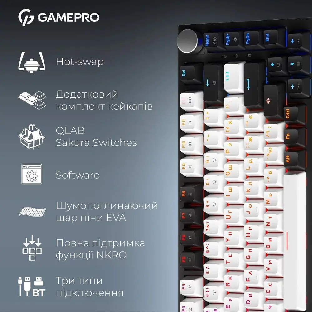 Клавиатура GamePro Asgard Valhalla Pro QLAB Sakura Switch Black (MK160-B-QS-PRO) - фото 18