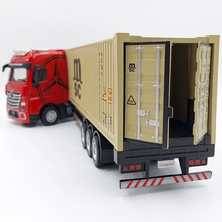 Фура Mercedes-Benz Actros з контейнером 1:32 металева вантажівка 37 см, інерційний рух світяться фари відкривні дверцята - фото 6