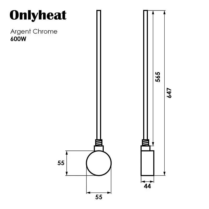 ТЭН для полотенцесушителя OnlyHeat электронное управление 600W Argent Chrome + тройник 30412 - фото 2