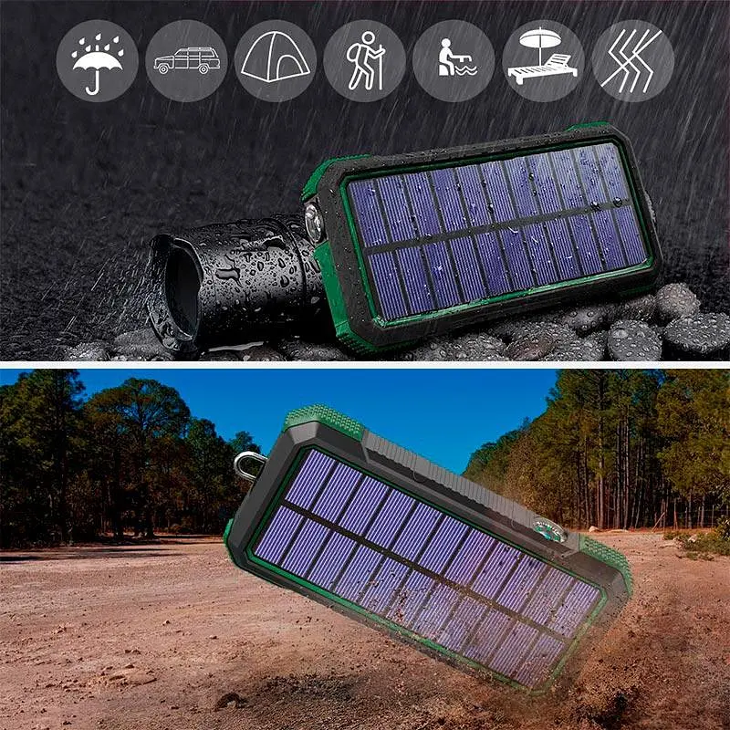 Зовнішній акумулятор power bank Solar PN-W12 20000 mAh із сонячною панеллю зовнішня батарея 18W - фото 10