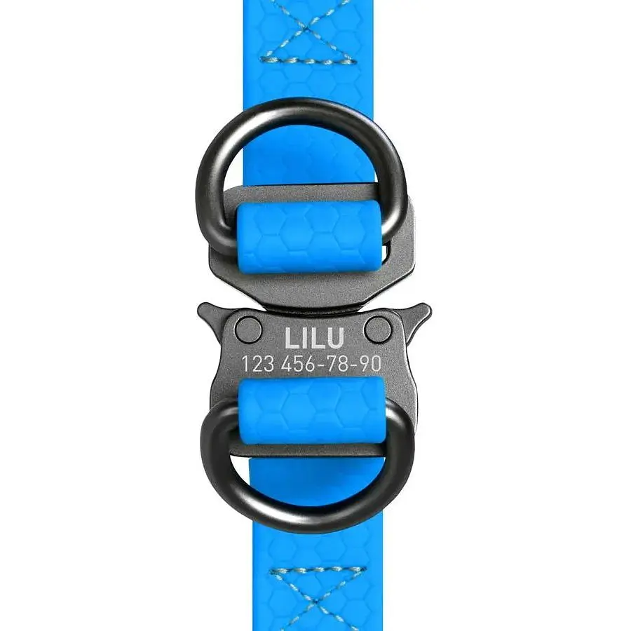 Шлейка для собак Waudog Waterproof водостойкая с QR паспортом, металлическая пряжка-фастекс, голубая - фото 4