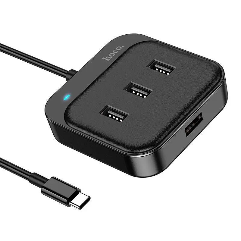 Hub адаптер Hoco Easy 4-in-1 converter HB31 (Type-C to USB2.0x4) (L=0.2M) - фото 3