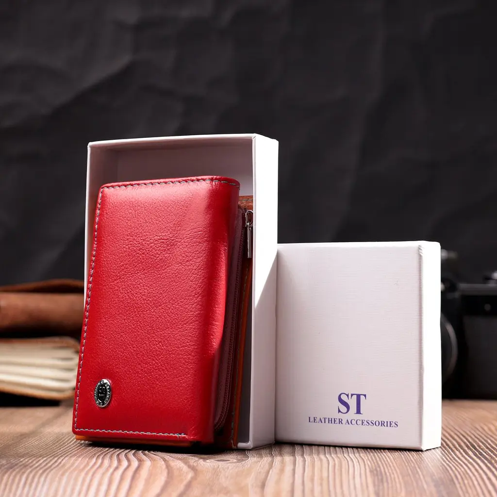 Стильний жіночий гаманець із якісної натуральної шкіри ST Leather 19460 різнокольоровий - фото 10