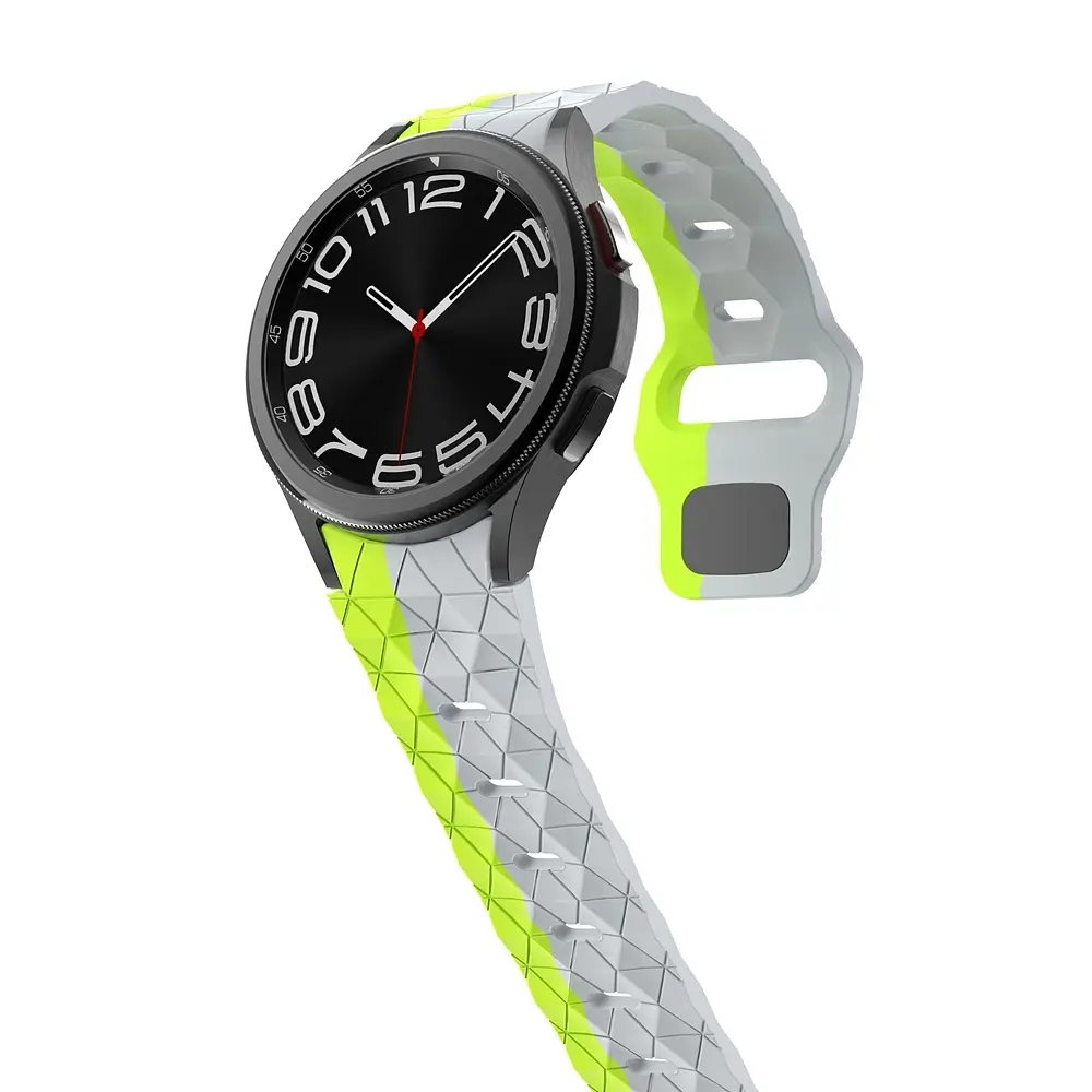 Ремінець силіконовий Samsung Galaxy Watch 4 5 6 7 BeWatch Салатово-білий (0140304) - фото 5