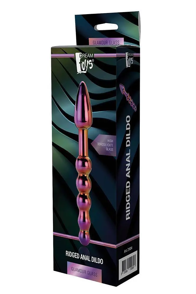 Анальный фаллоимитатор Glamour Glass Ridged Anal Dildo 18 см (радужный) - фото 4