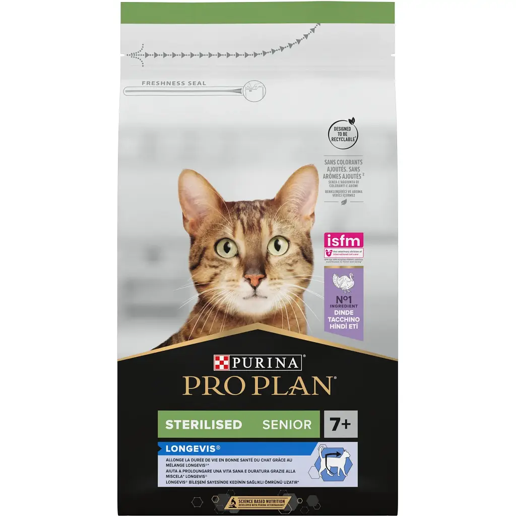 Сухой корм для стерилизованных котов старше 7 лет Purina Pro Plan Sterilised 7+ с индейкой 1.5 кг (12369529) - фото 2