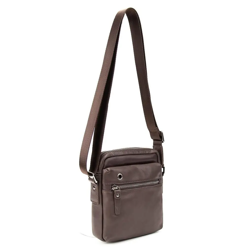 Месенджер в гладкій шкірі коричневий Tiding Bag 8718C коричневий - фото 6