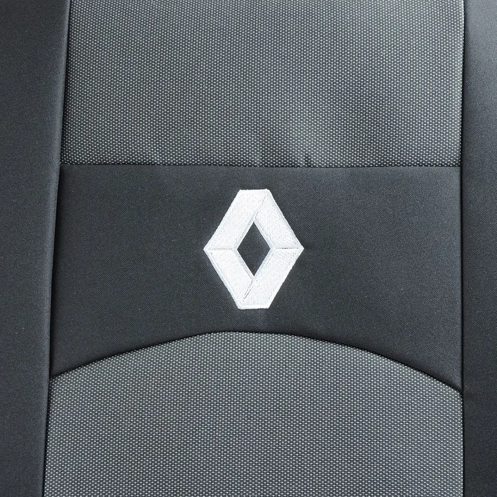 Чохли на сидіння модельні для Renault Logan 04-13 / цільна спинка / Чорно - Сірі - фото 3
