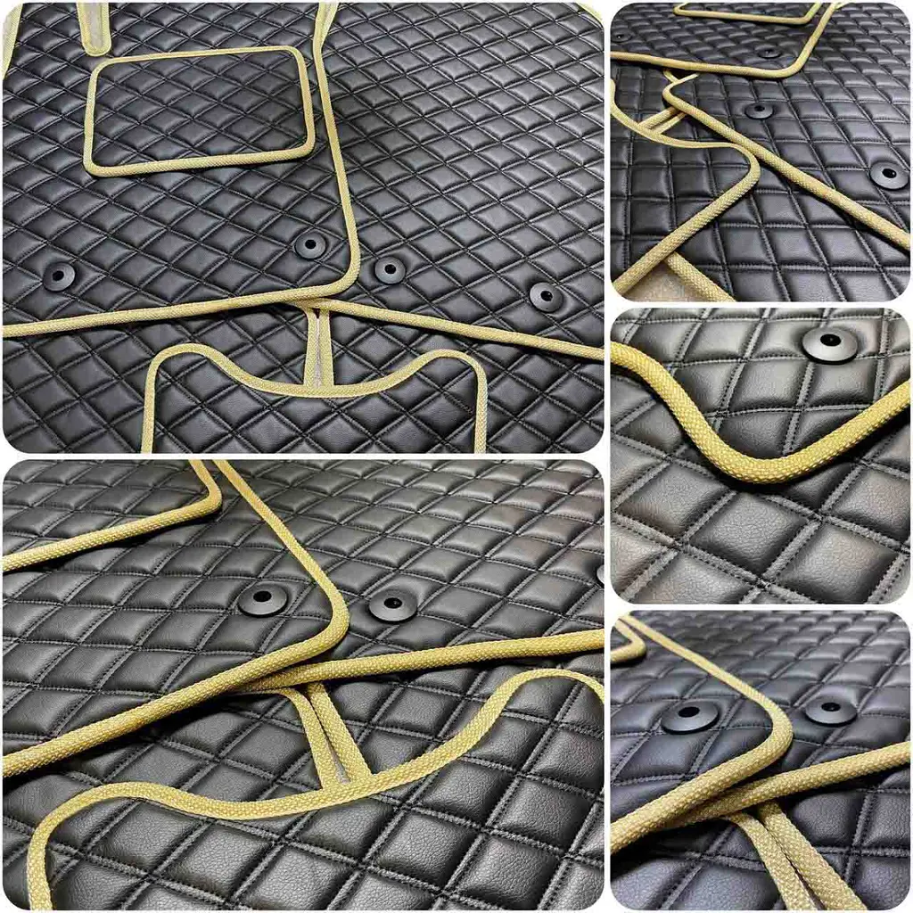 Килимки в салон для Toyota Rav 4 2018- ДВС/Hybrid Екошкіра Коричневі 5 шт (Rombus) - фото 3