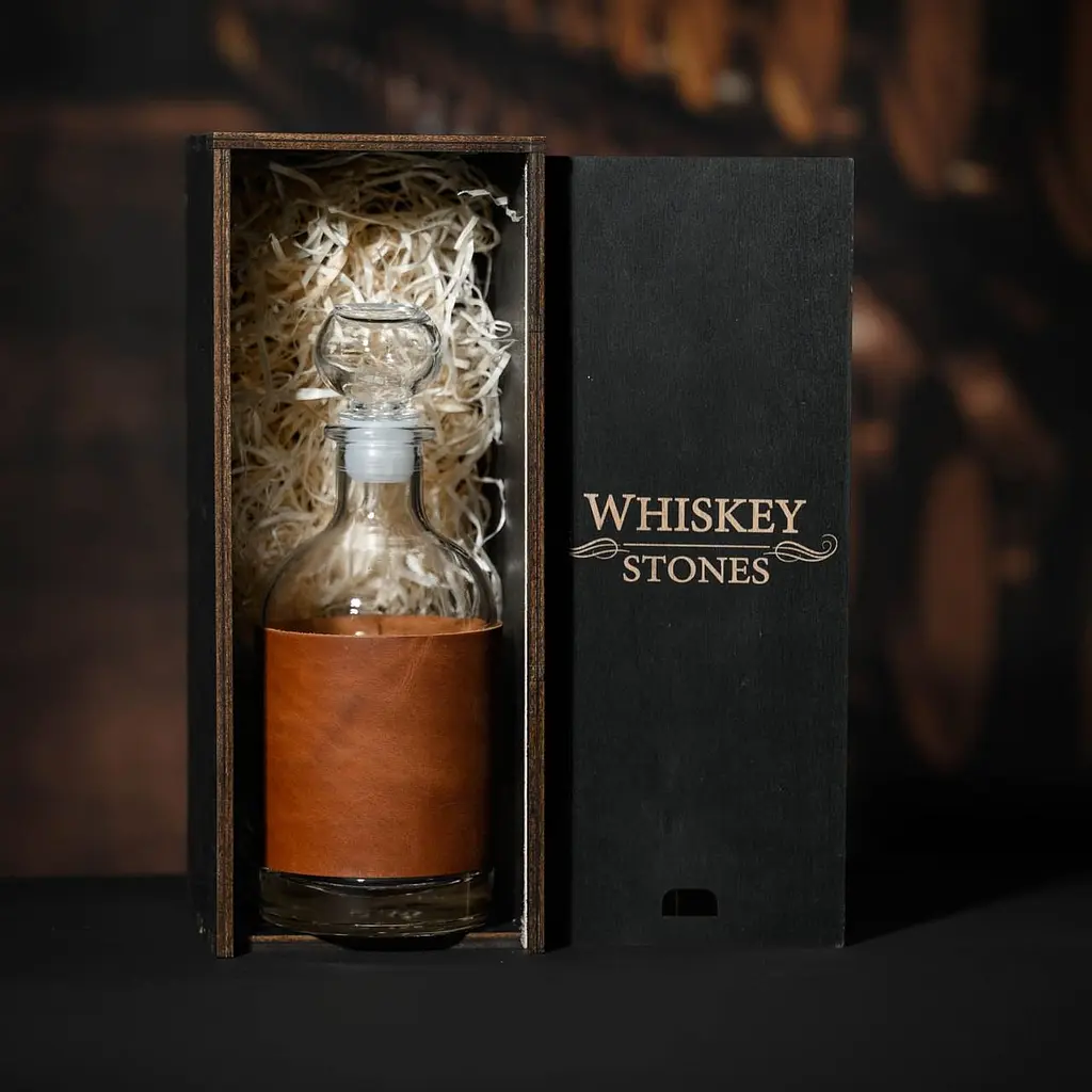 Подарунковий набір віскі Whiskey Stones №11 графин Larus у дерев'яному пеналі - фото 2