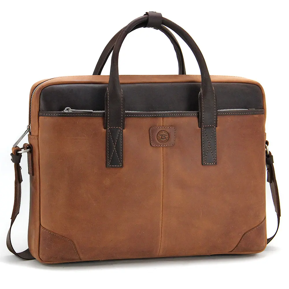 Сумка кожаная для ноутбука Tom Stone 717 R-Br светло-коричневая MacBook 16' - фото 4