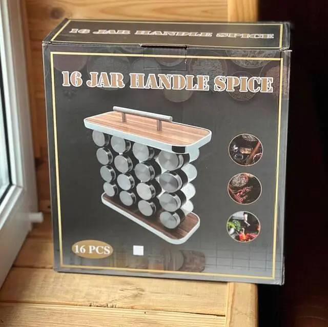 Набор для хранения сыпучих специй 16 шт баночек стеклянные емкости спецовники для приправ на подставке 16 в 1 - фото 10
