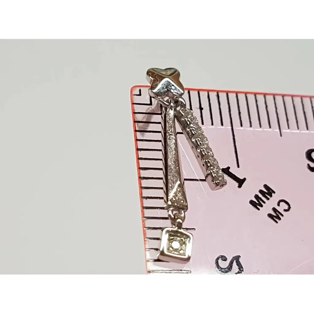 Серебряные серьги Подиум с фианитами. BB0142B - фото 6