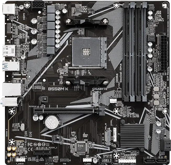 Материнська плата Gigabyte B550M K Socket AM4 (B550M K) Б/В - фото 2