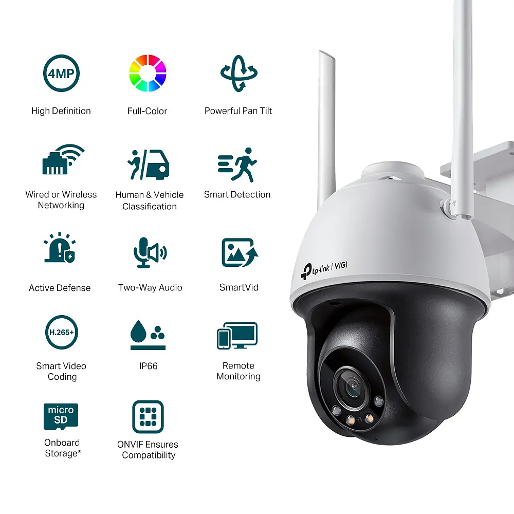 IP-Камера VIGI C540-W-4, PoE, 4Мп, 4 мм, Wi-Fi, H265+, IP66, Dome, кольорове нічне бачення, TP-Link teh0015968 - фото 6