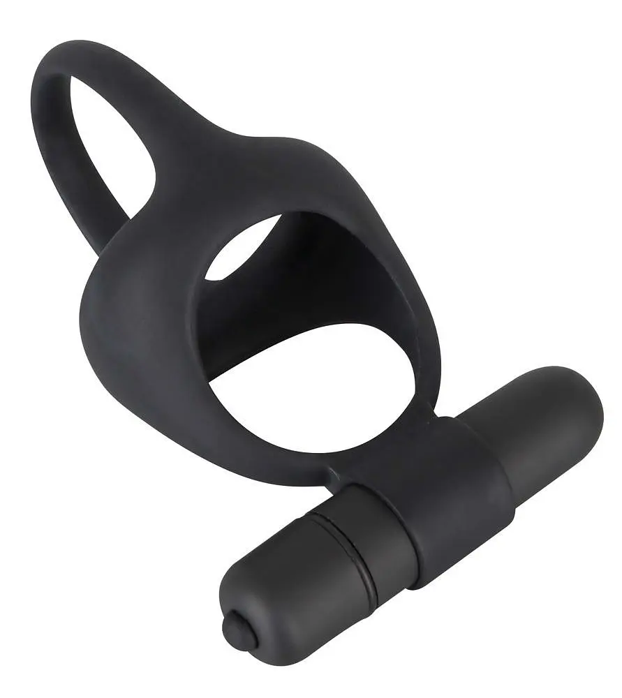 Віброкільце Black Velvets Cock Ball Ring 7 см чорний - фото 3