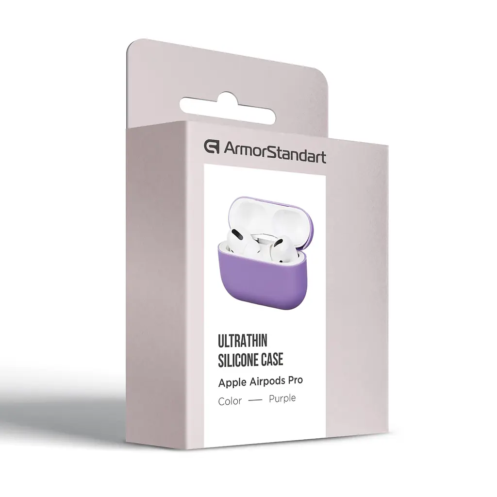 Силіконовий чохол для навушників Apple AirPods Pro, Ultrathin Silicone Case, фіолетовий, захисний чохол, ультратонкий і легкий, захист від подряпин і пилу, м"який силікон, ArmorStandart (ARM55958) - фото 3