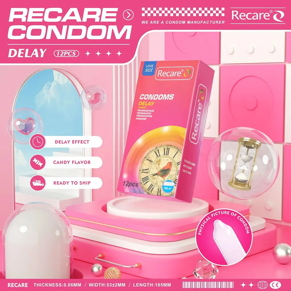 Презервативи Recare Delay Candy Condoms 12 шт, пролонгувальний ефект, цукерковий аромат - фото 5